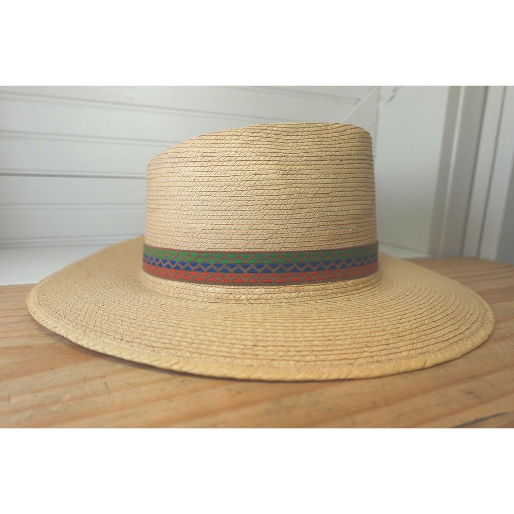 Vintage La Giralda Straw Hat Sz 58 Guatemala Handcrafted Artisan Palm Leaf